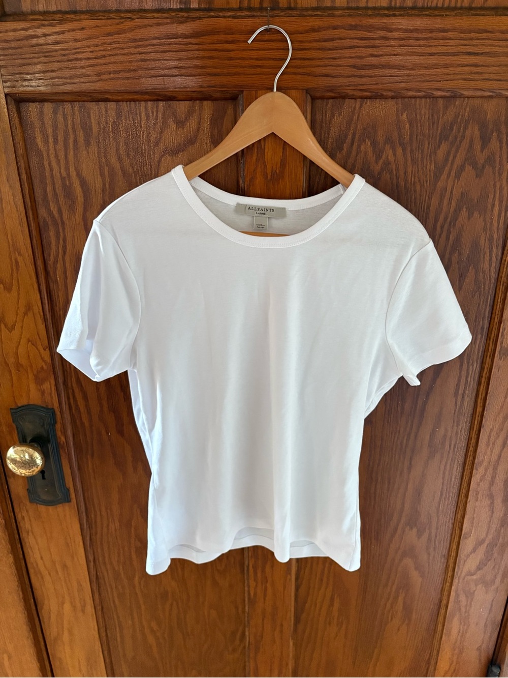 All Saints White Short Sleeve Crew Neck Tee Size L Like New